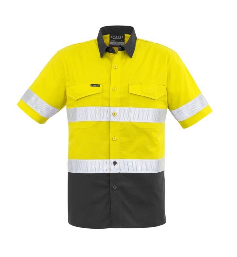 Picture of Syzmik, Mens Rugged Cooling Taped Hi Vis Spliced S/S Shirt